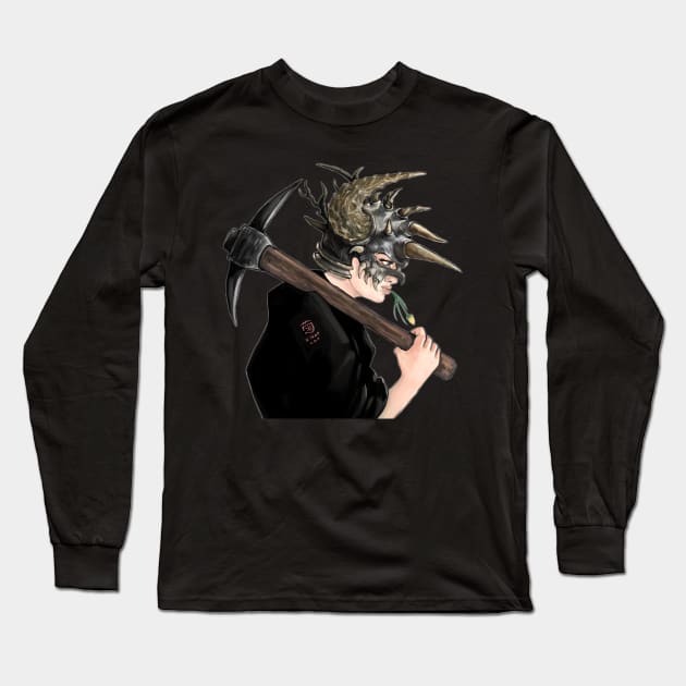 Moody Knight with Spikes Long Sleeve T-Shirt by KikoeART